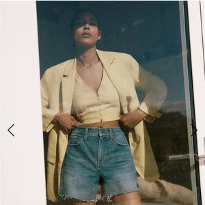 NWT Madewell Linen Gwen Crop Vest Top Size 6 Yellow Light Straw